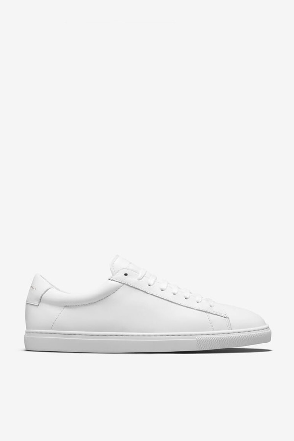 mens plain white leather trainers